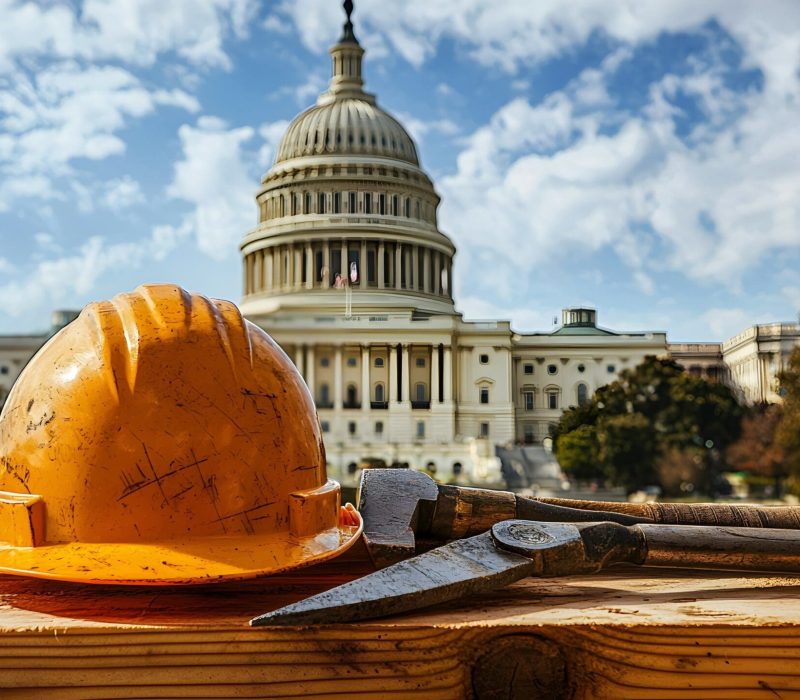 Construction Workers Tools in Front of the US Capitol Building